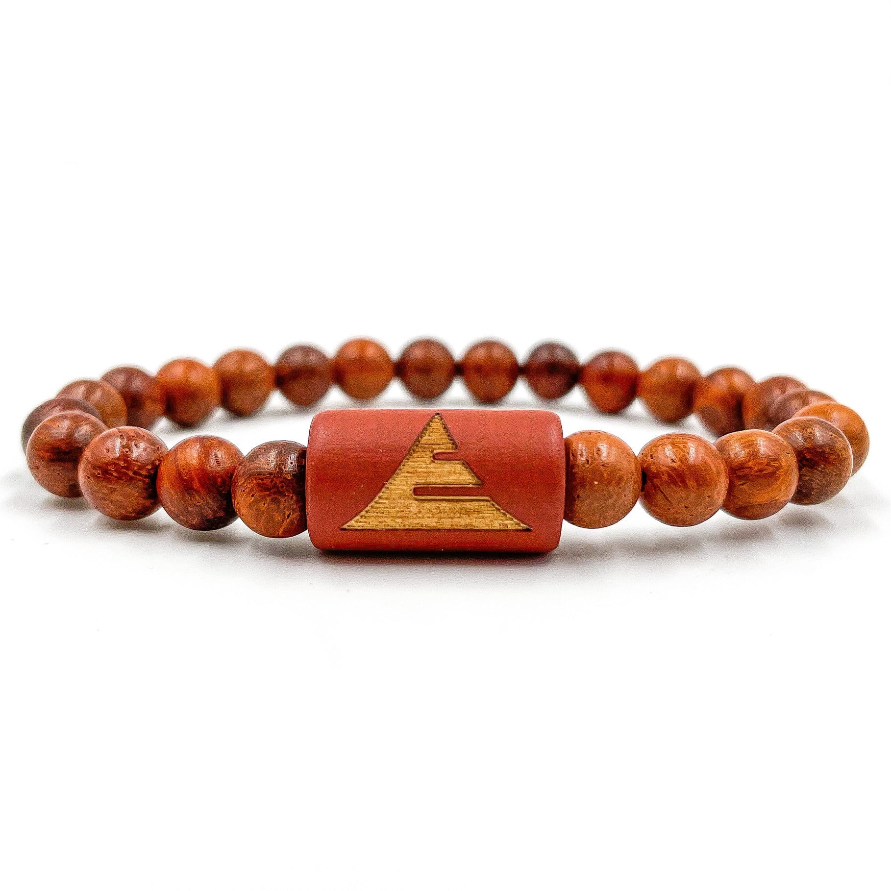 Solid Red Rosewood Mala Beaded Bracelet Elastic Cord - Rosetta Creative Boutique